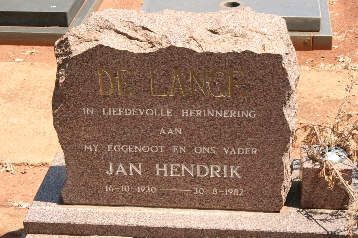 LANGE Jan Hendrik, de 1930-1982