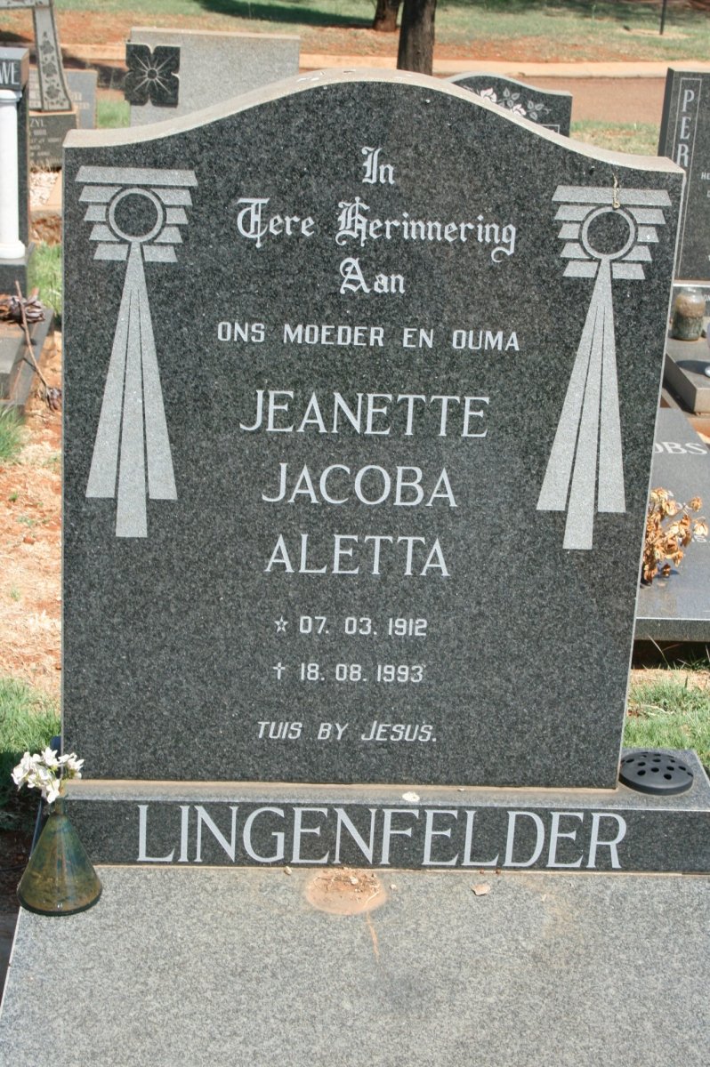 LINGENFELDER Jeanette Jacoba Aletta 1912-1993