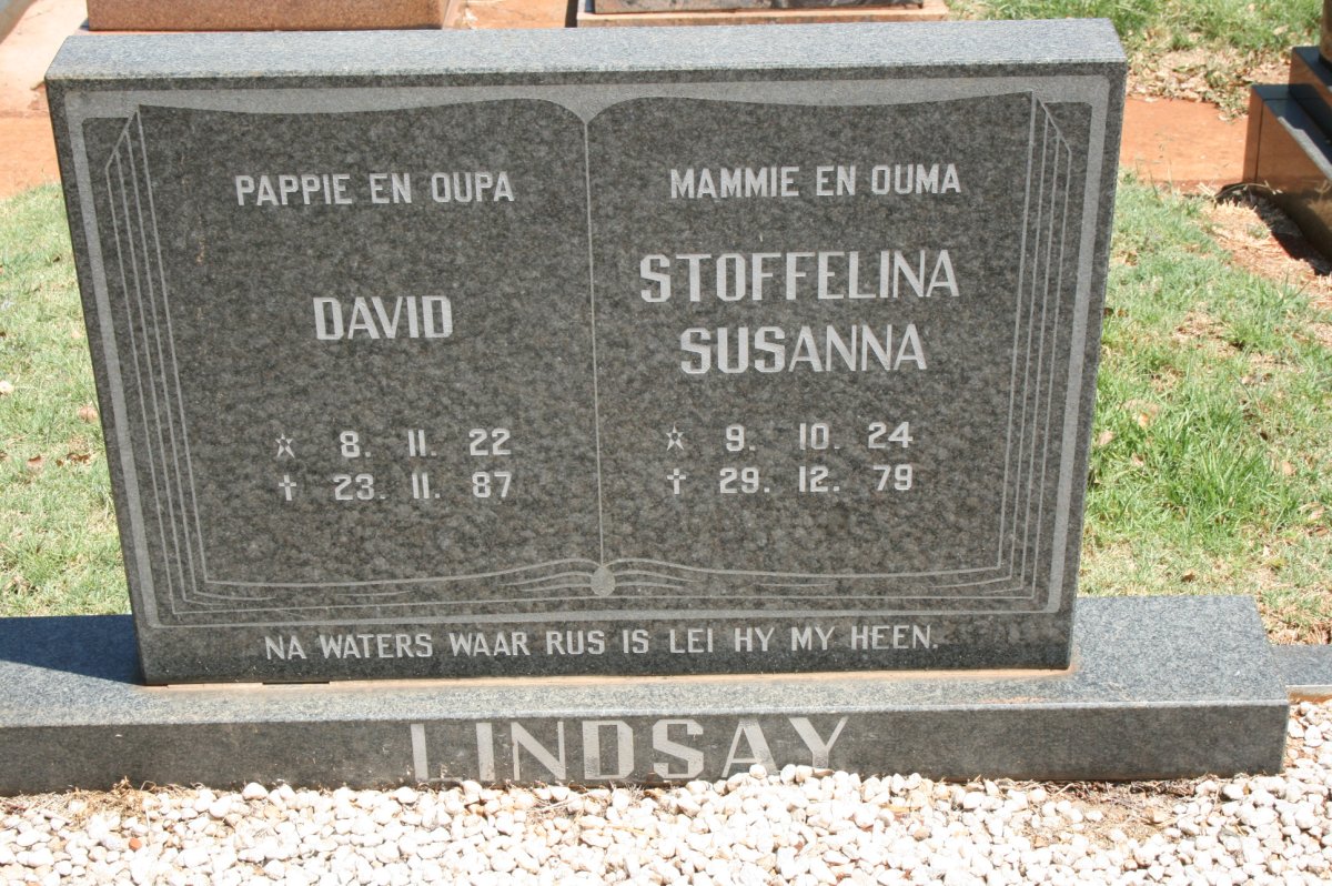 LINDSAY David 1922-1987 &amp; Stoffelina Susanna 1924-1979