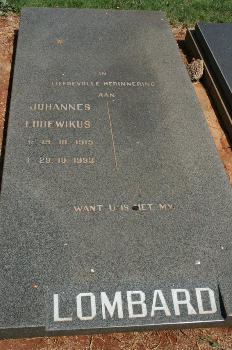 LOMBARD Johannes Lodewikus 1915-1993