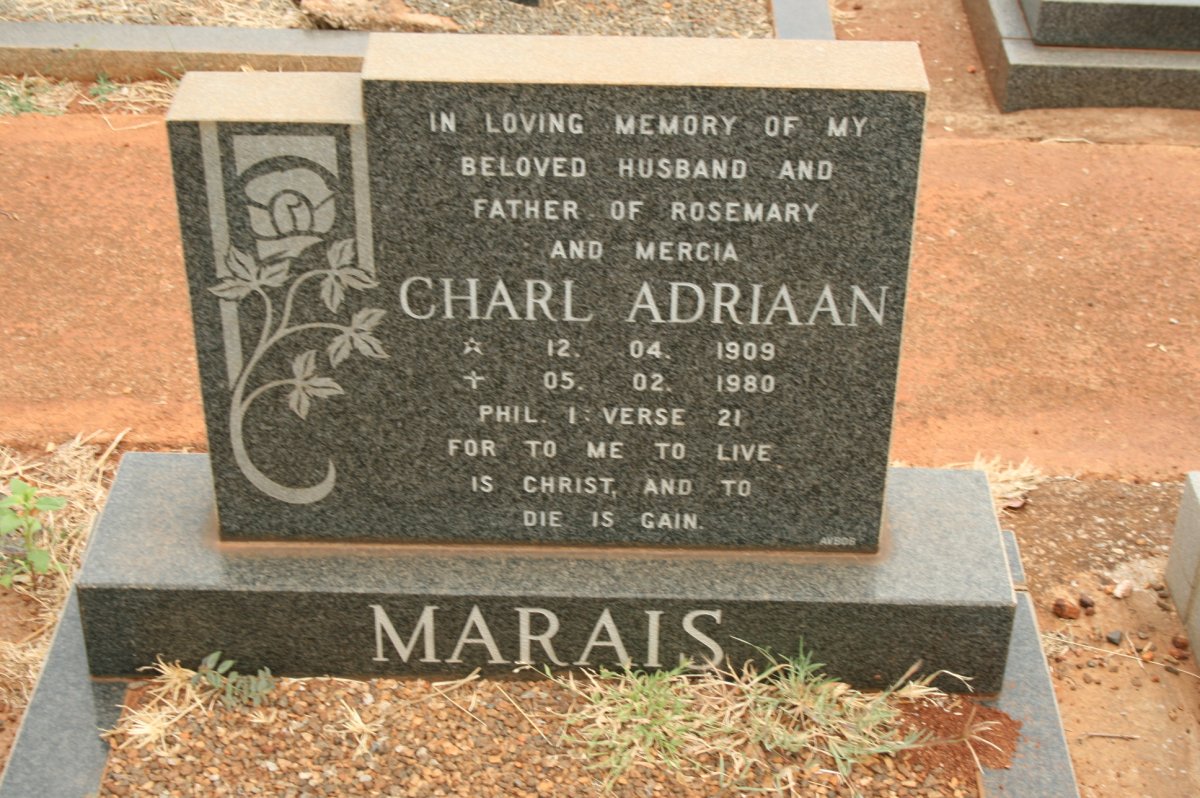 MARAIS Charl Adriaan 1909-1980