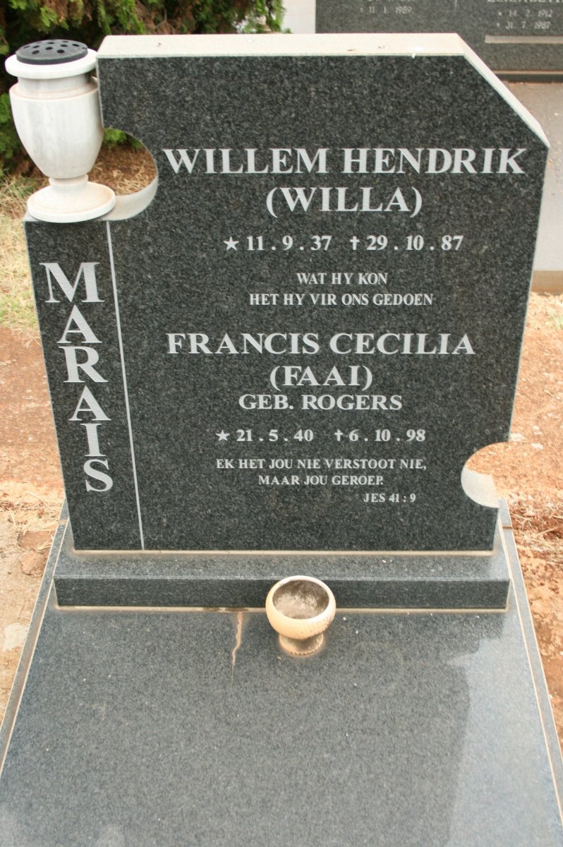 MARAIS Willem Hendrik 1937-1987 &amp; Francis Cecilia ROGERS 1940-1998