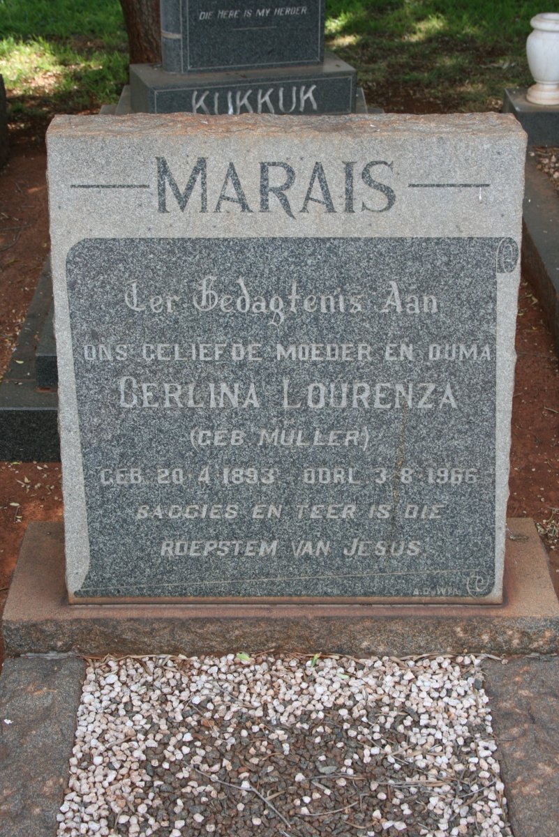 MARAIS Gerlina Lourenza nee MULLER 1893-1966