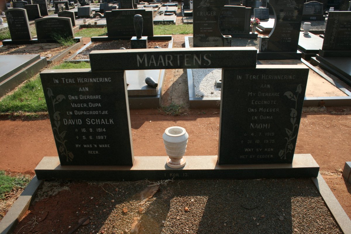 MAARTENS David Schalk 1914-1997 &amp; Naomi 1919-1975