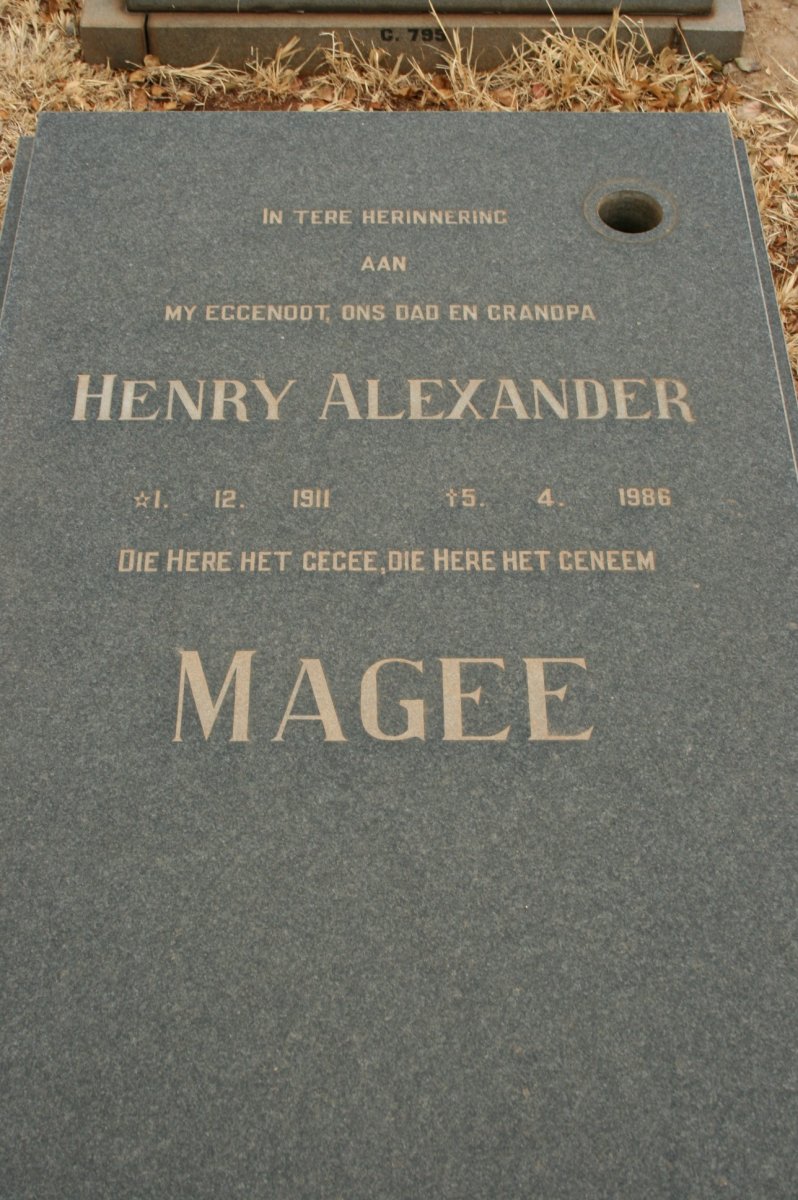 MAGEE Henry Alexander 1911-1986