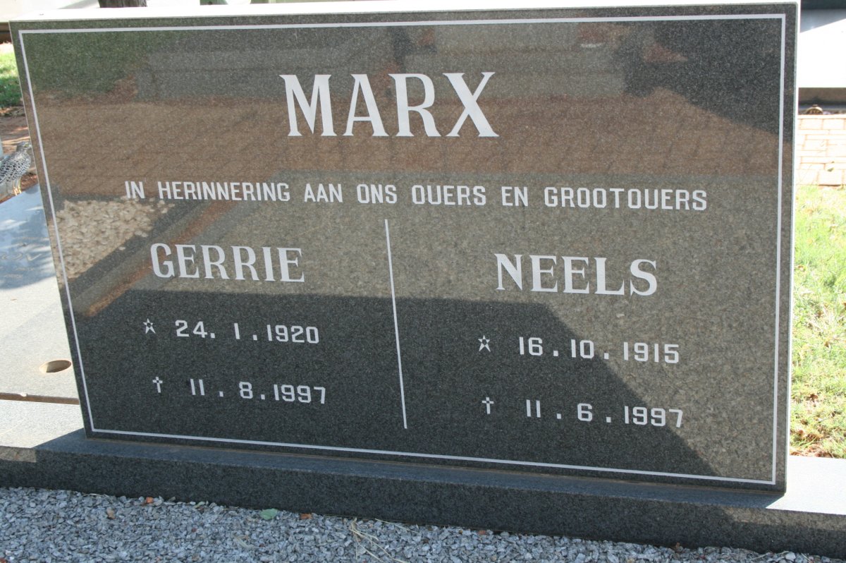 MARX Neels 1915-1997 &amp; Gerrie 1920-1997