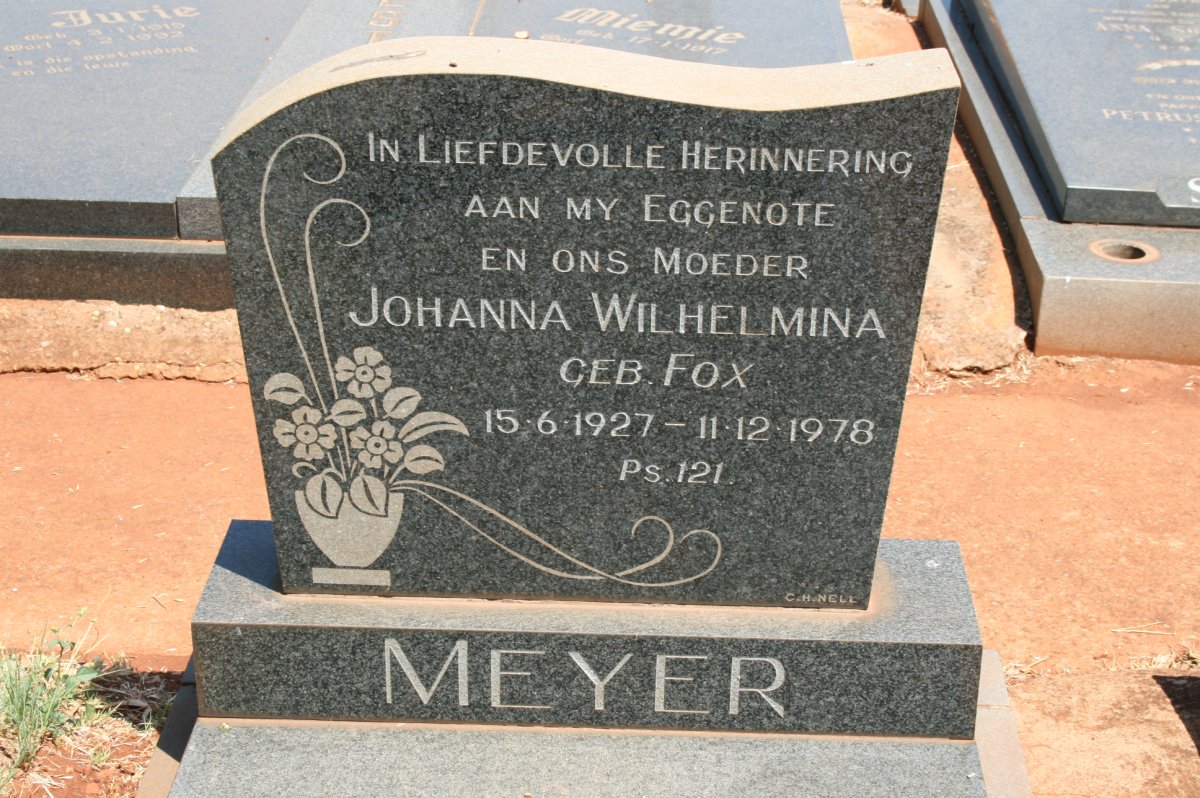 MEYER Johanna Wilhelmina nee FOX 1927-1978