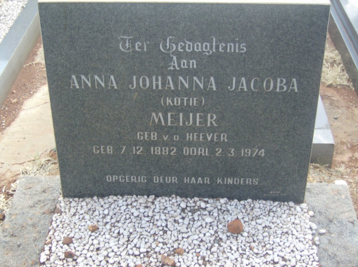 MEIJER Anna Johanna Jacoba nee V.D. HEEVER 1882-1974