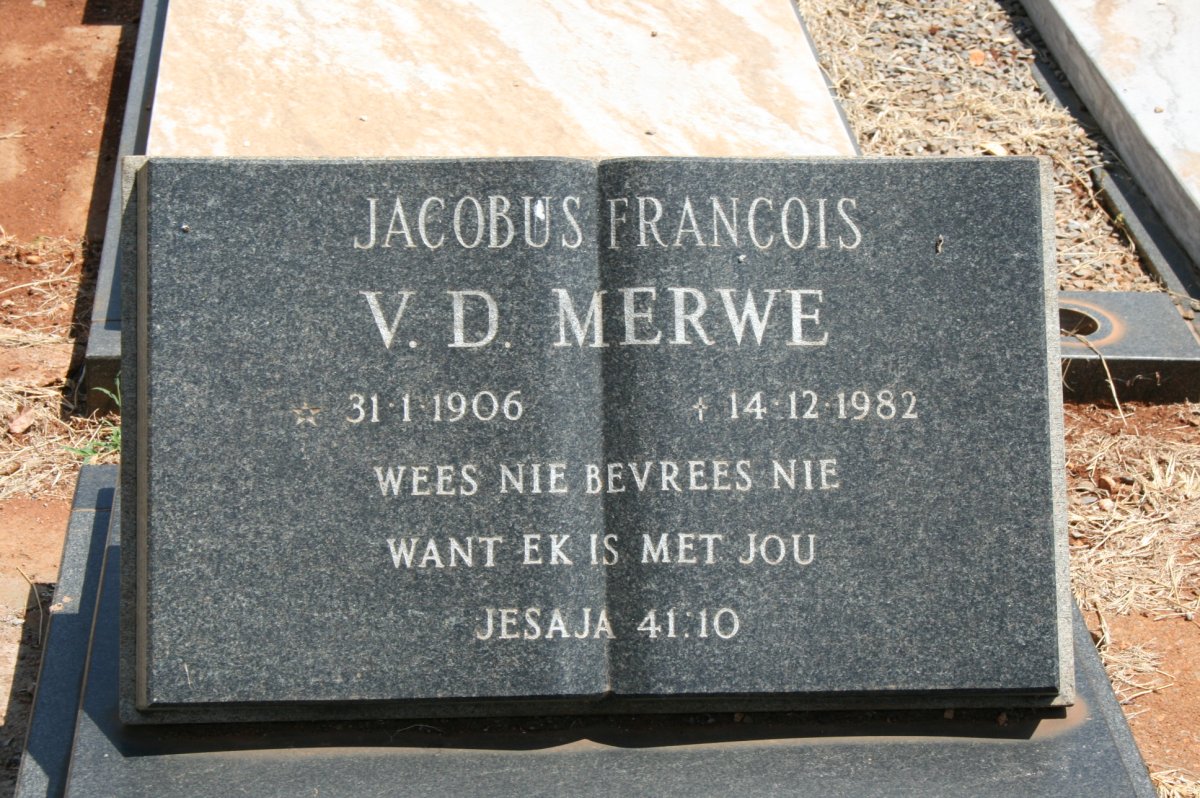MERWE Jacobus Francois, V.D. 1906-1982