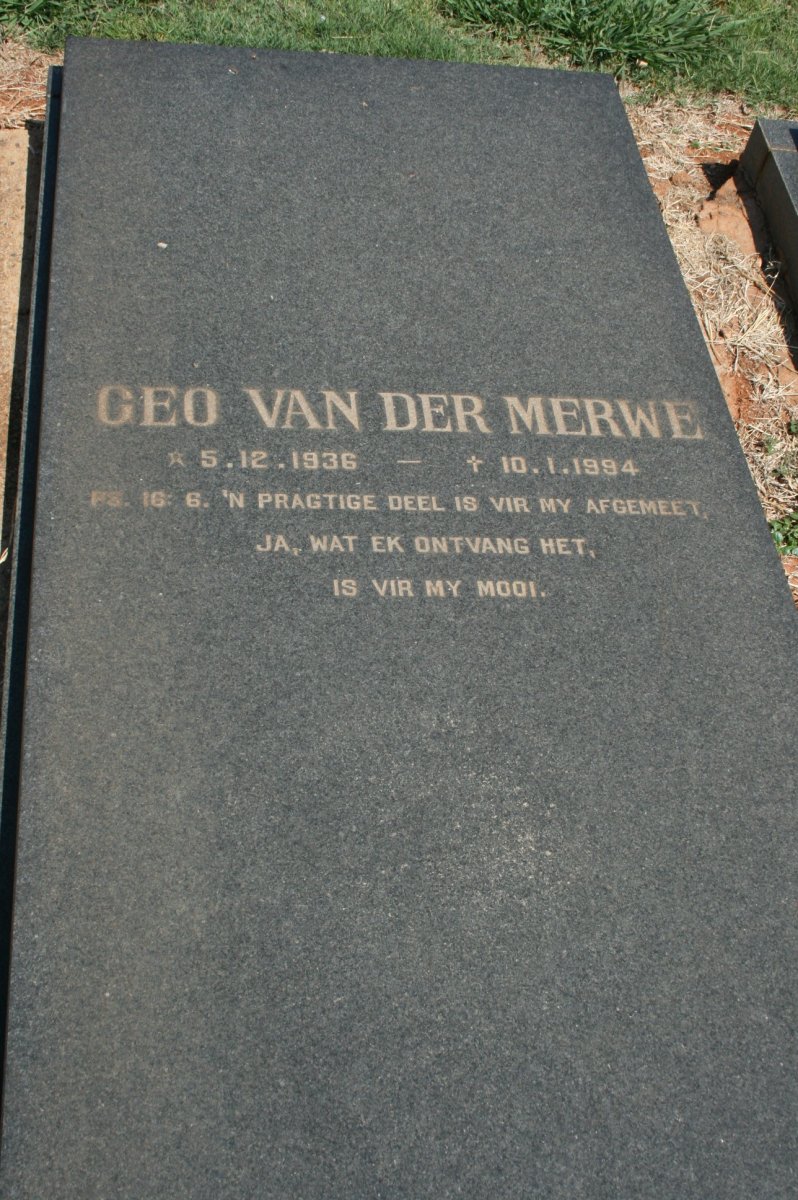 MERWE Geo, van der 1936-1994