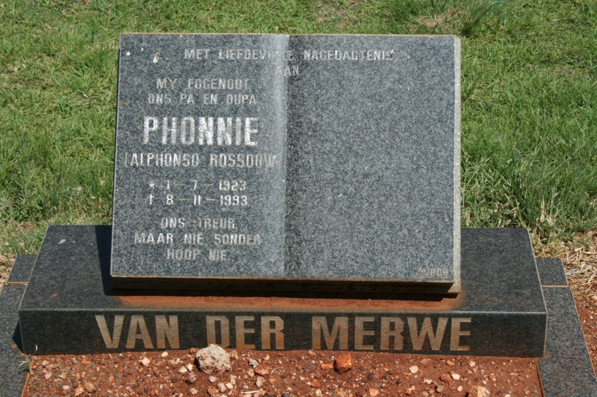MERWE Alphonso Rossouw, van der 1923-1993