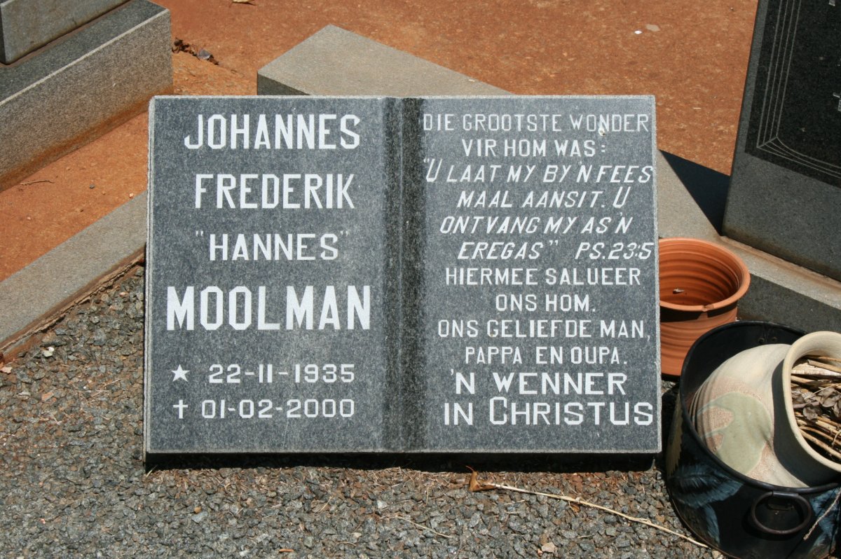 MOOLMAN Johannes Frederik 1935-2000