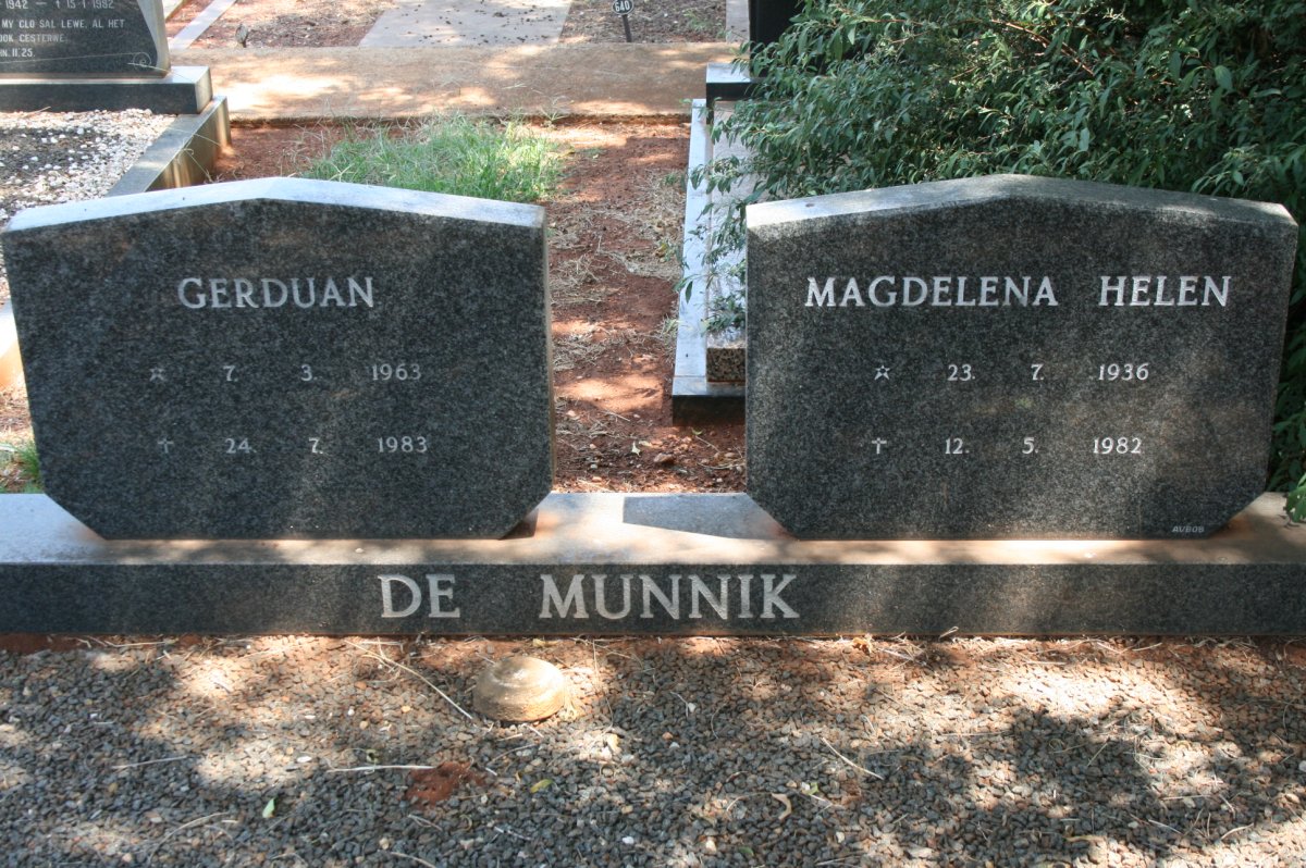 MUNNIK Gerduan, de 1963-1983 :: DE MUNNIK Magdelena Helen 1936-1982