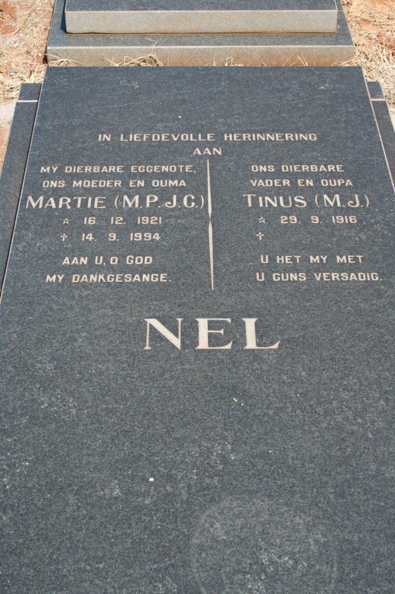 NEL M.J. 1916- &amp; M.P.J.G. 1921-1994