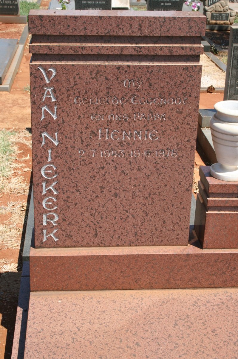 NIEKERK Hennie, van 1943-1978