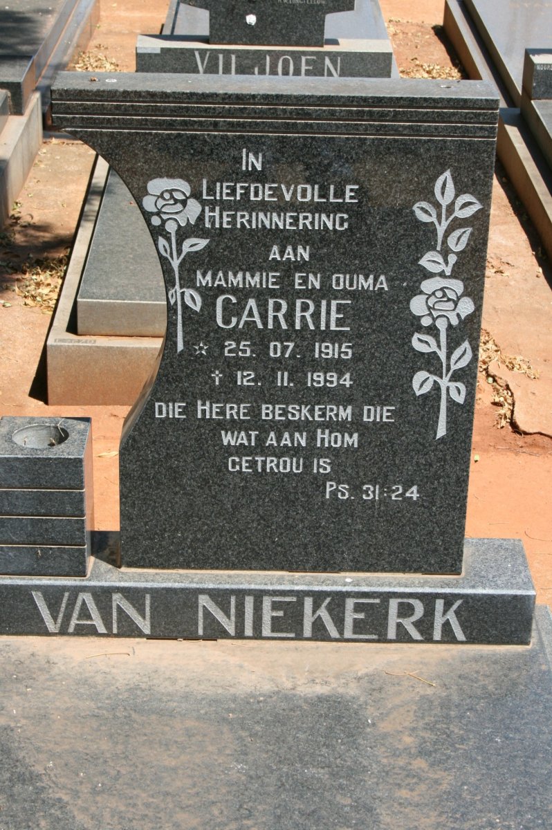 NIEKERK Carrie, van 1915-1994