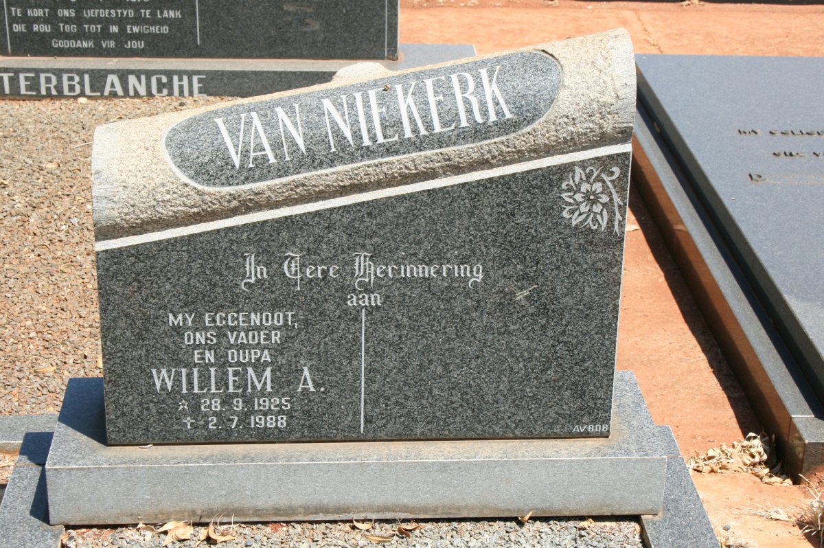 NIEKERK Willem A., van 1925-1988