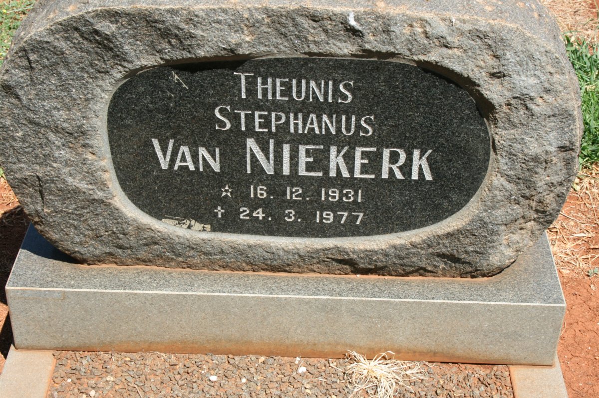 NIEKERK Theunis Stephanus, van 1931-1977