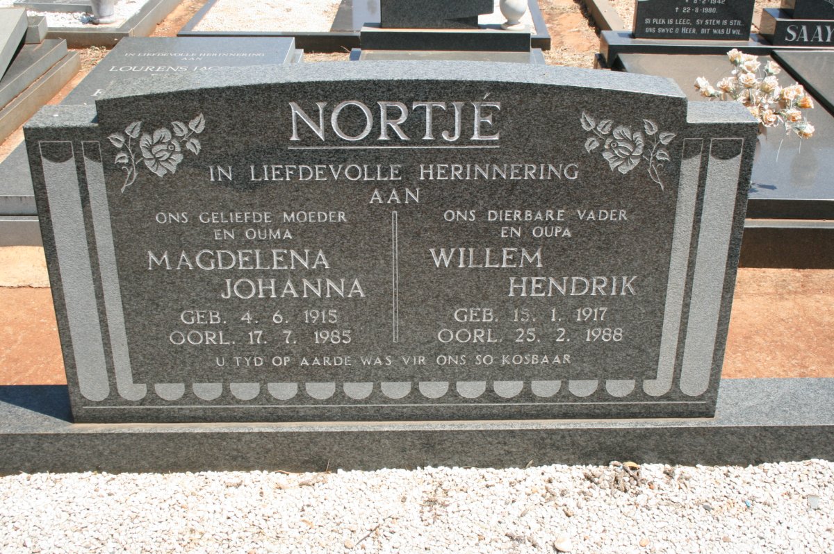 NORTJÉ Willem Hendrik 1917-1988 &amp; Magdalena Johanna 1915-1985