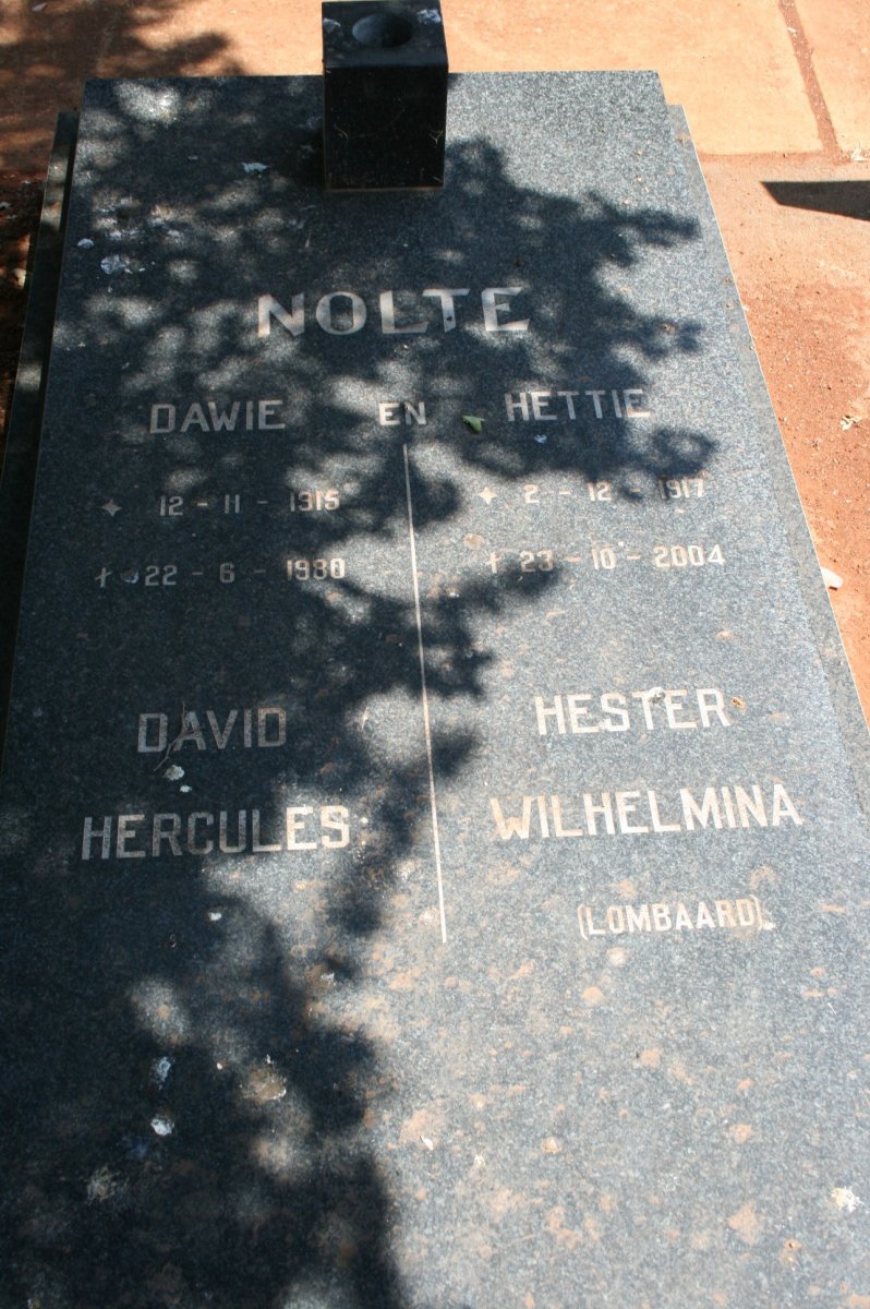 NOLTE David Hercules 1915-1980 &amp; Hester Wilhelmina LOMBAARD 1917-2004