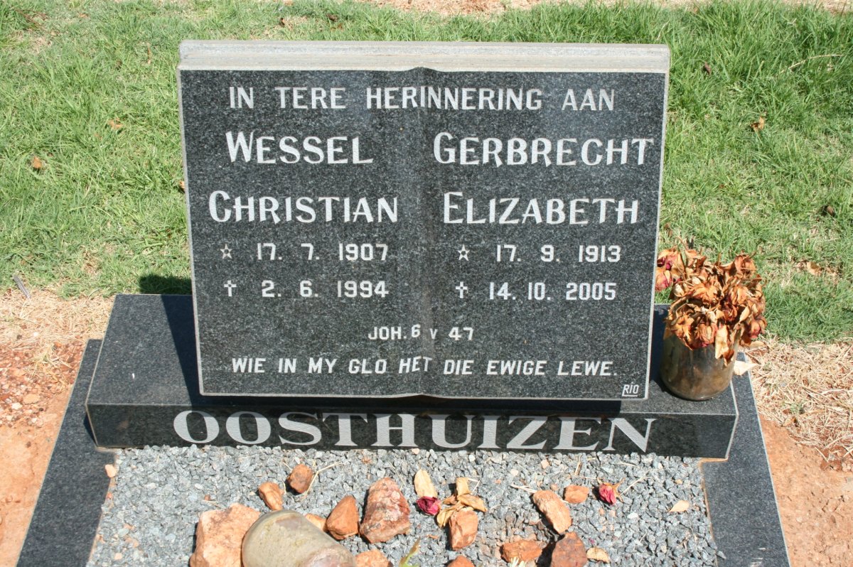 OOSTHUIZEN Wessel Christian 1907-1994 &amp; Gerbrecht Elizabeth 1913-2005