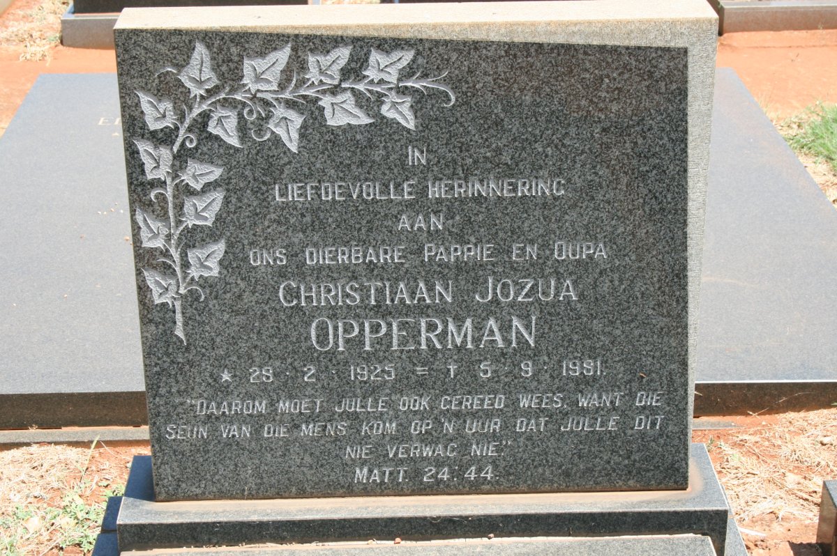 OPPERMAN Christiaan Jozua 1925-1981