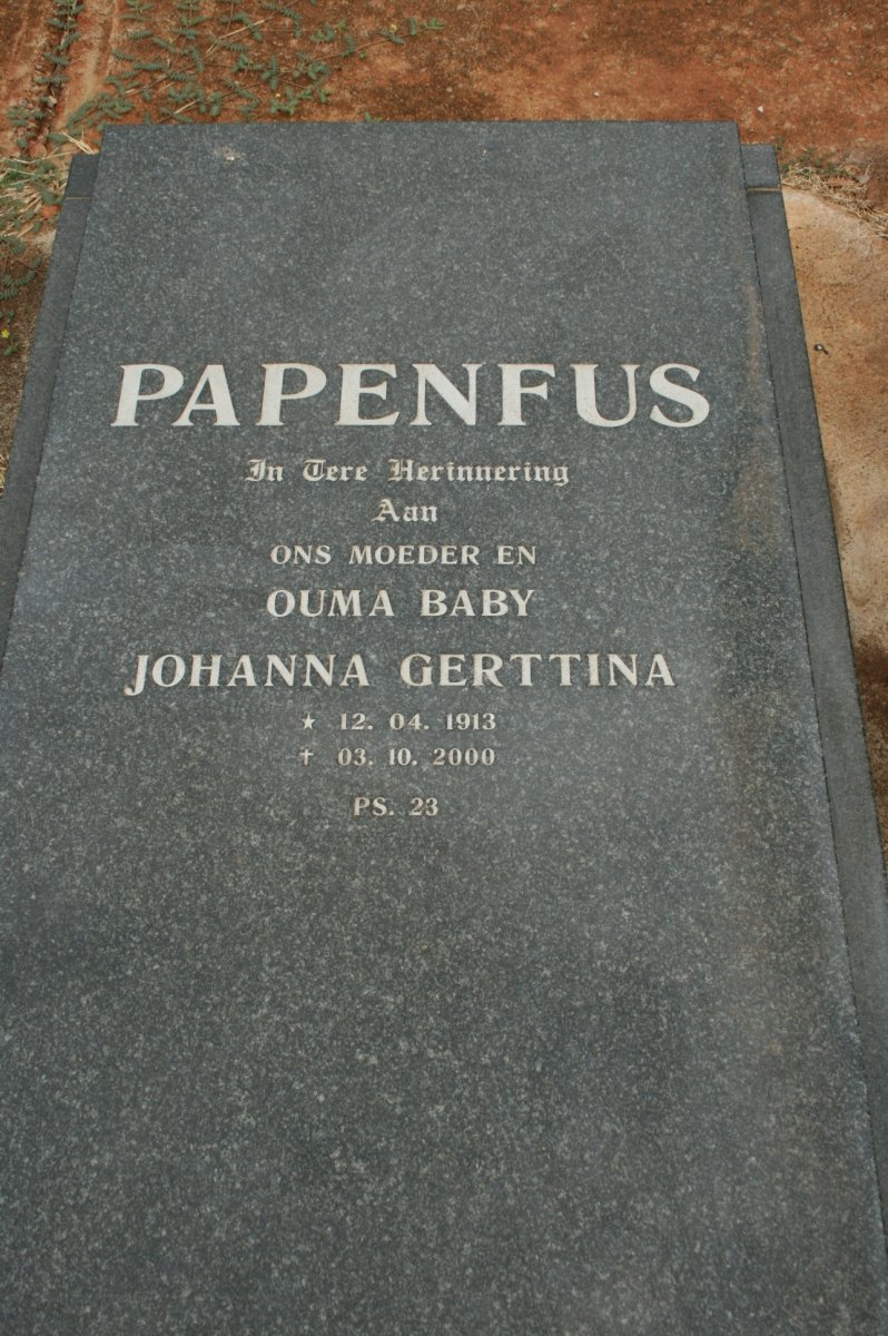 PAPENFUS Johanna Gerttina 1913-2000