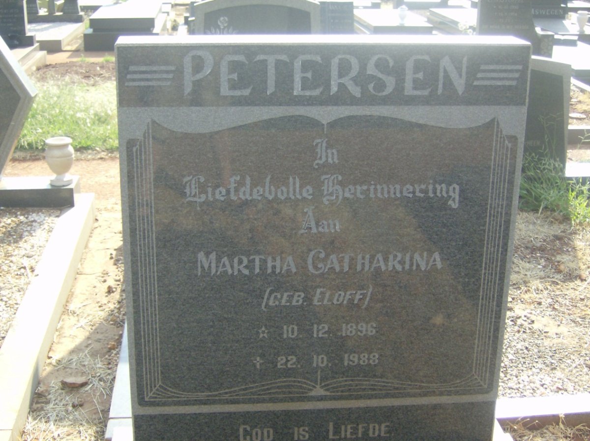 PETERSEN Martha Catharina nee ELOFF 1896-1988