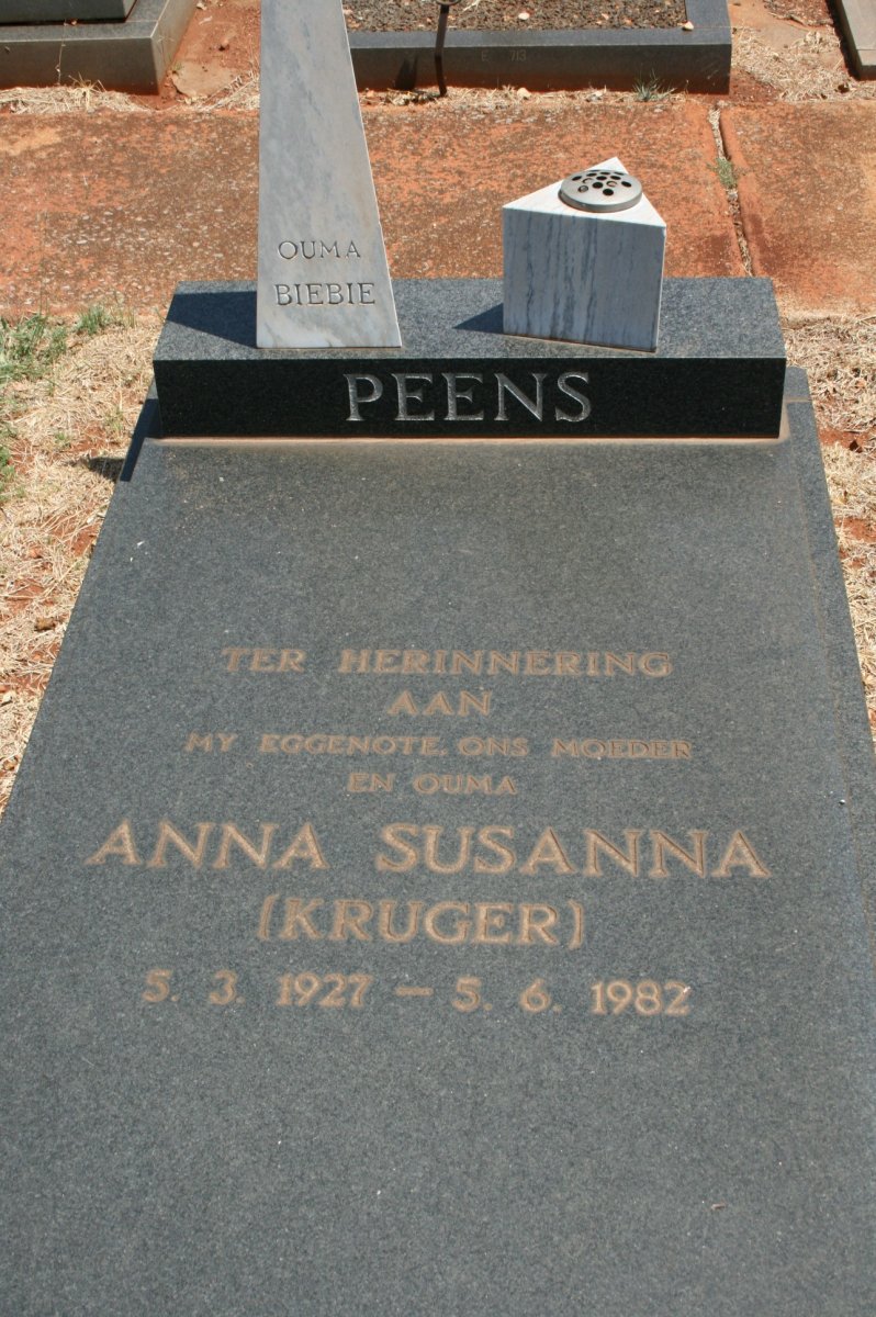 PEENS Anna Susanna nee KRUGER 1927-1982
