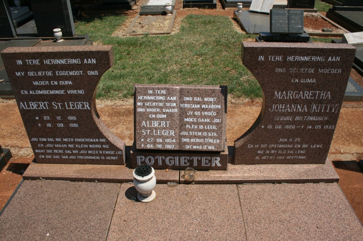 POTGIETER Albert St. Leger 1915-1981 &amp; Johanna HOLTZHAUSEN 1920-1995 :: POTGIETER Albert St. Leger 1954-1987