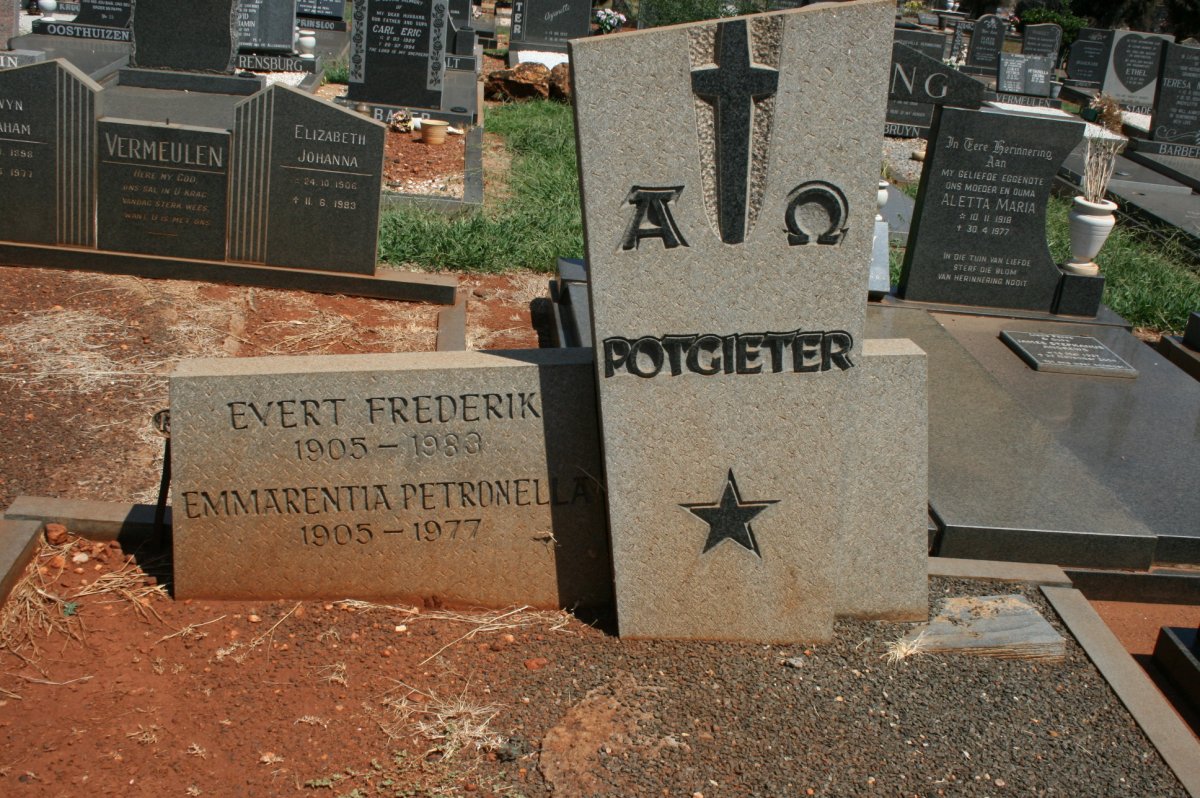 POTGIETER Evert Frederik 1905-1983 &amp; Emmarentia Petronella 1905-1977