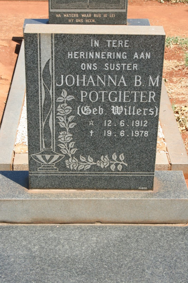 POTGIETER Johanna B.M. nee WILLERS 1912-1978