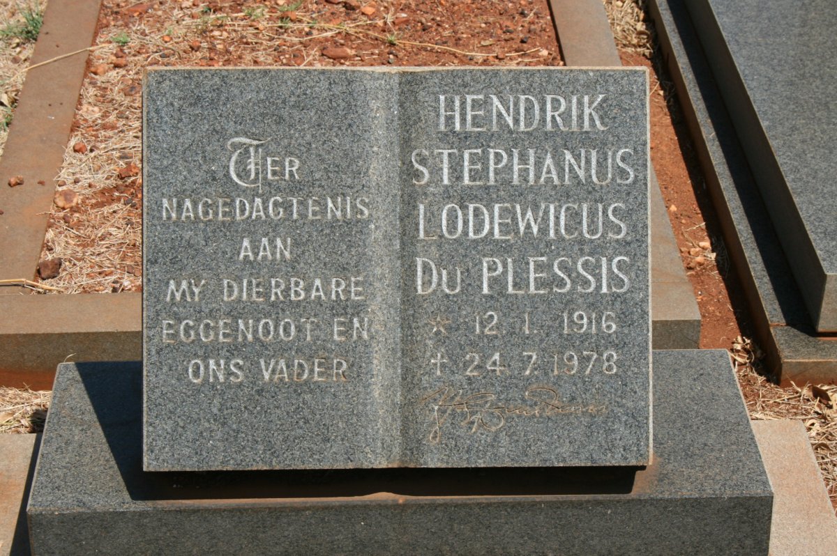 PLESSIS Hendrik Stephanus Lodewicus, du 1916-1978
