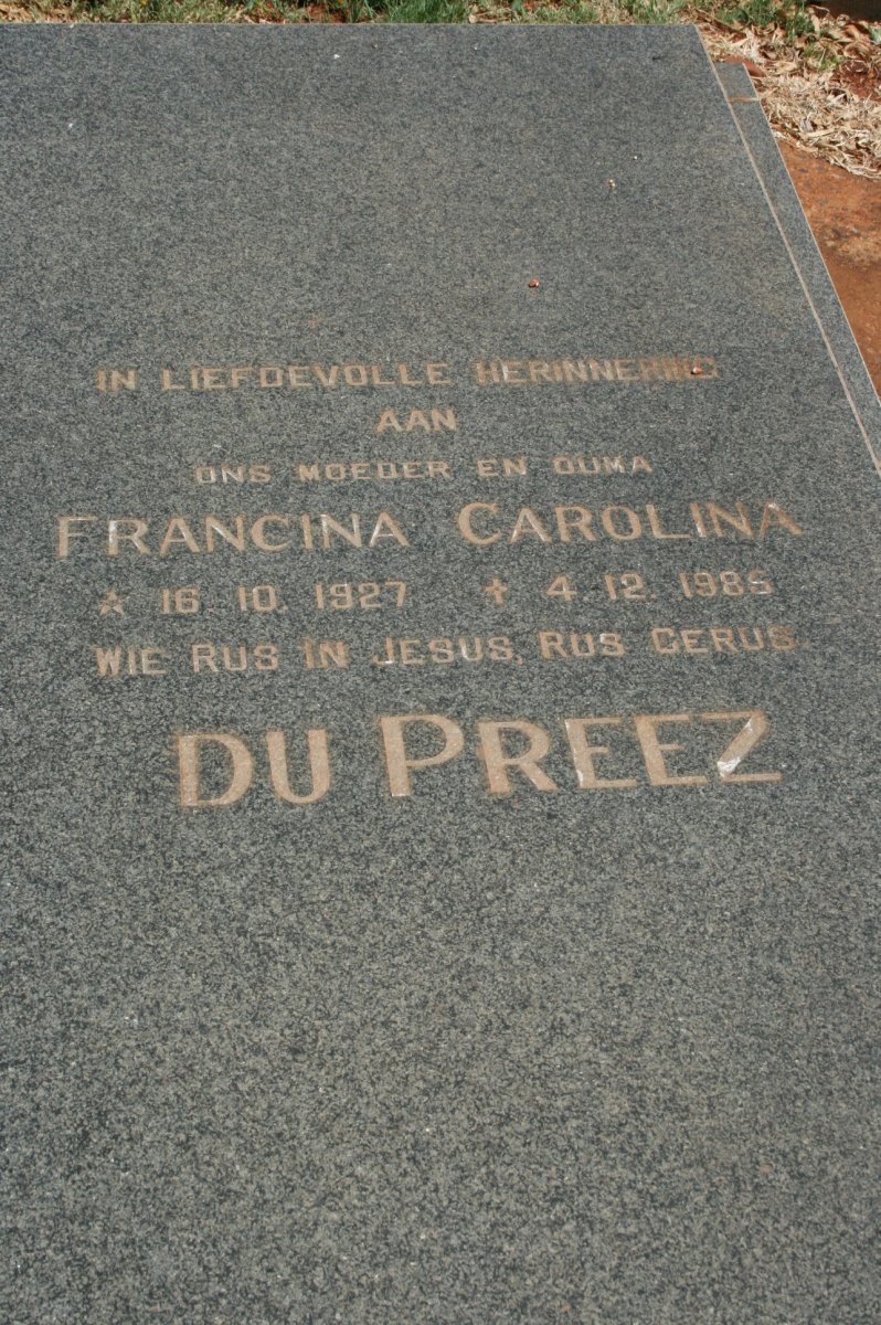 PREEZ Francina Carolina, du 1927-1986