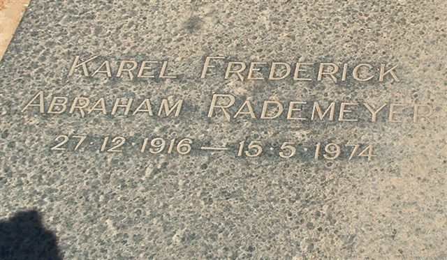 RADEMEYER Karel Frederick Abraham 1916-1974
