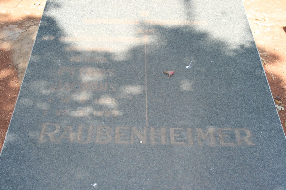 RAUBENHEIMER Petrus Jacobus 1891-1930