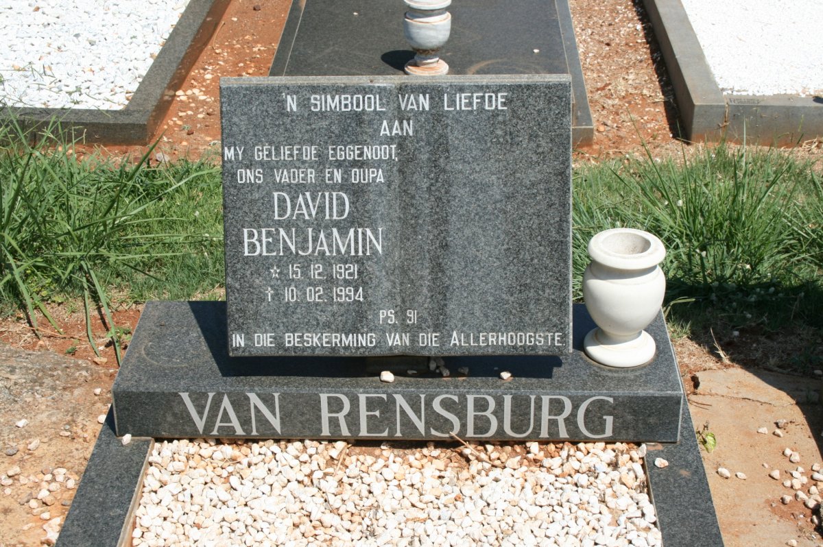 RENSBURG David Benjamin, van 1921-1994