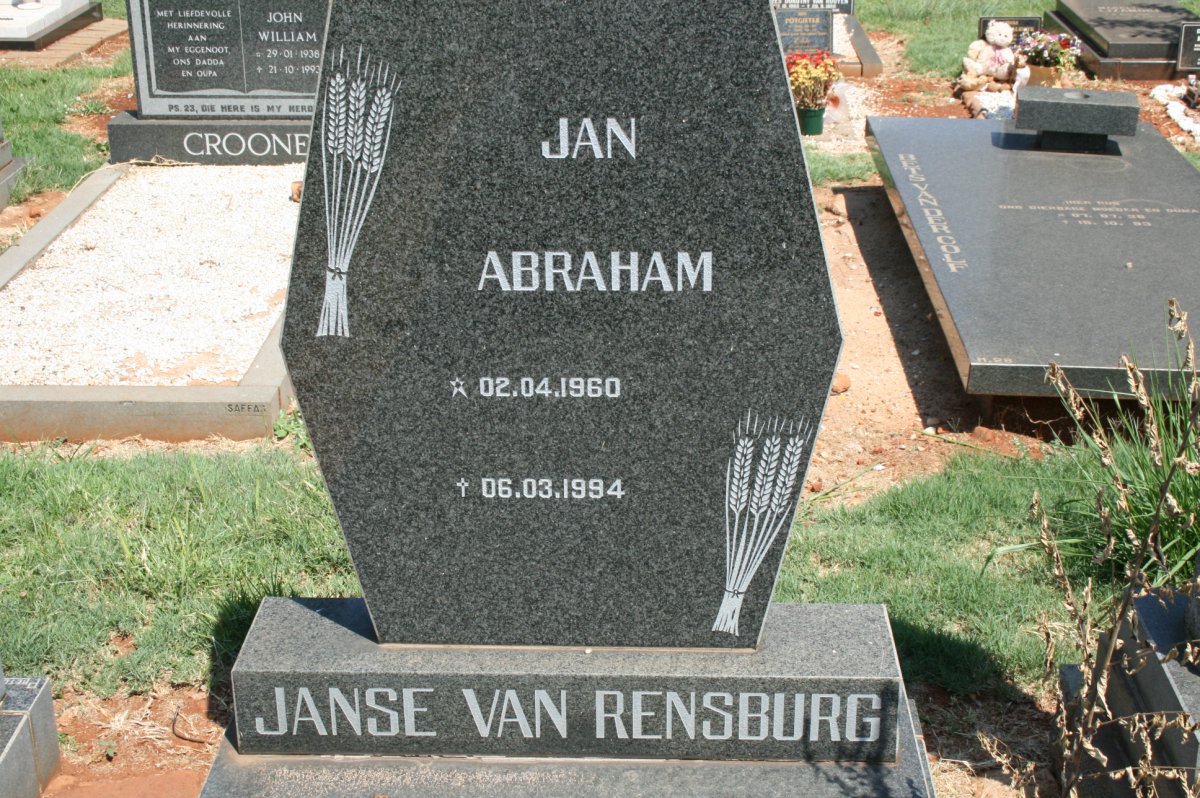 RENSBURG Jan Abraham, Janse van 1960-1994