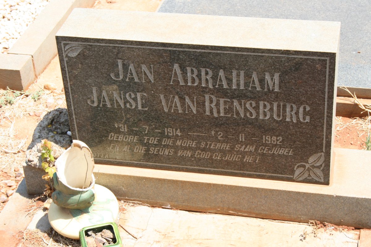 RENSBURG Jan Abraham, Janse van 1914-1982