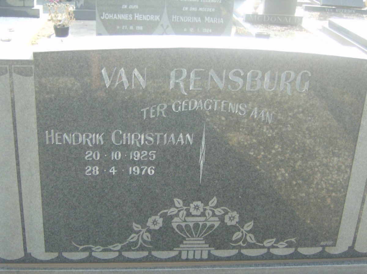RENSBURG Hendrik Christiaan, van 1925-1976