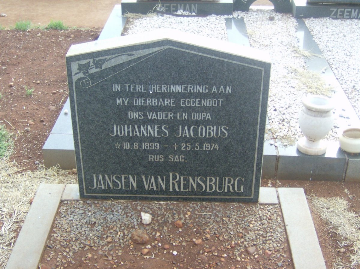 RENSBURG Johannes Jacobus, Jansen van 1899-1974