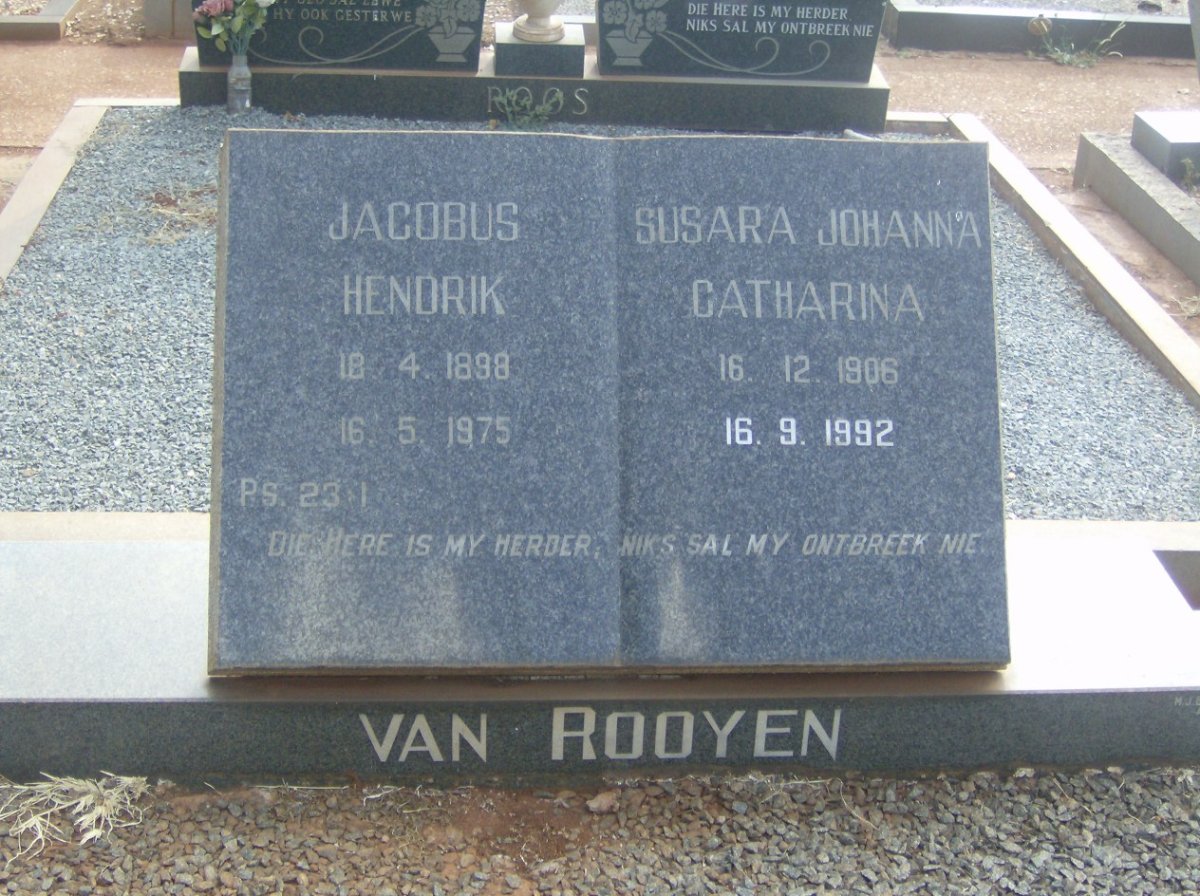 ROOYEN Jacobus Hendrik 1898-1975 &amp; Susara Johanna Catharina 1906-1992