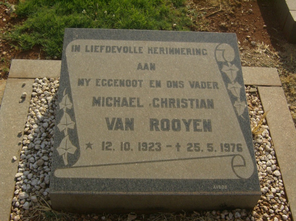 ROOYEN Michael Christian, van 1923-1976