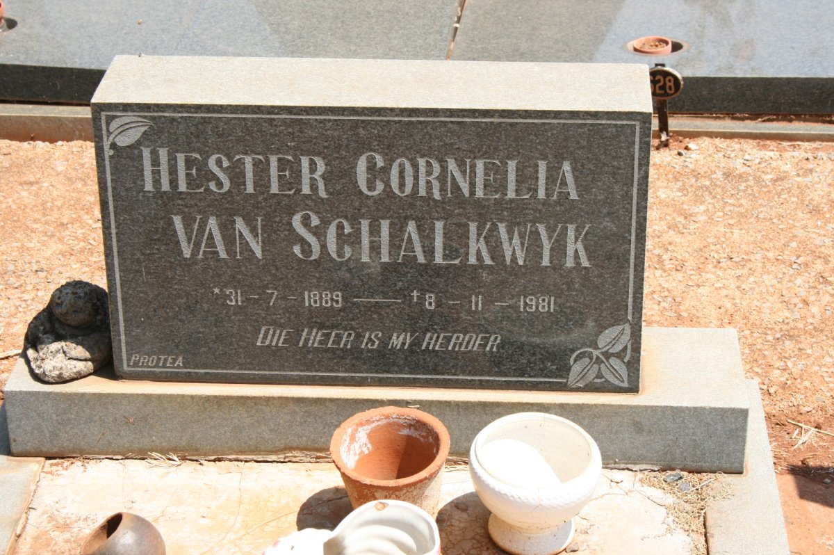 SCHALKWYK Hester Cornelia, van 1889-1981