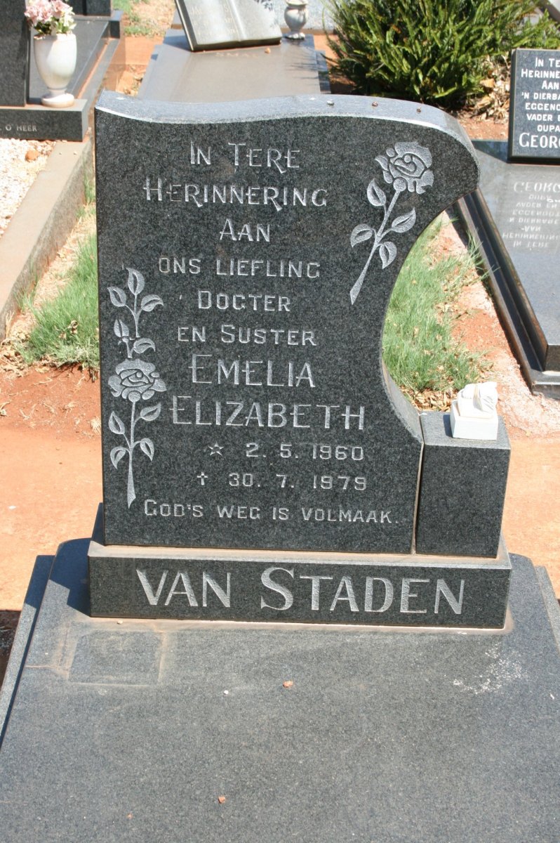 STADEN Emelia Elizabeth, van 1960-1979