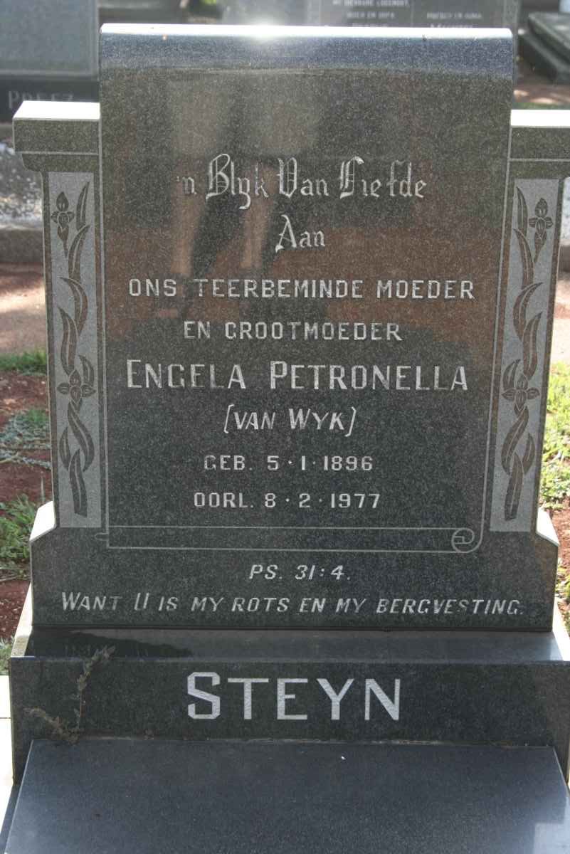 STEYN Engela Petronella nee VAN WYK 1896-1977