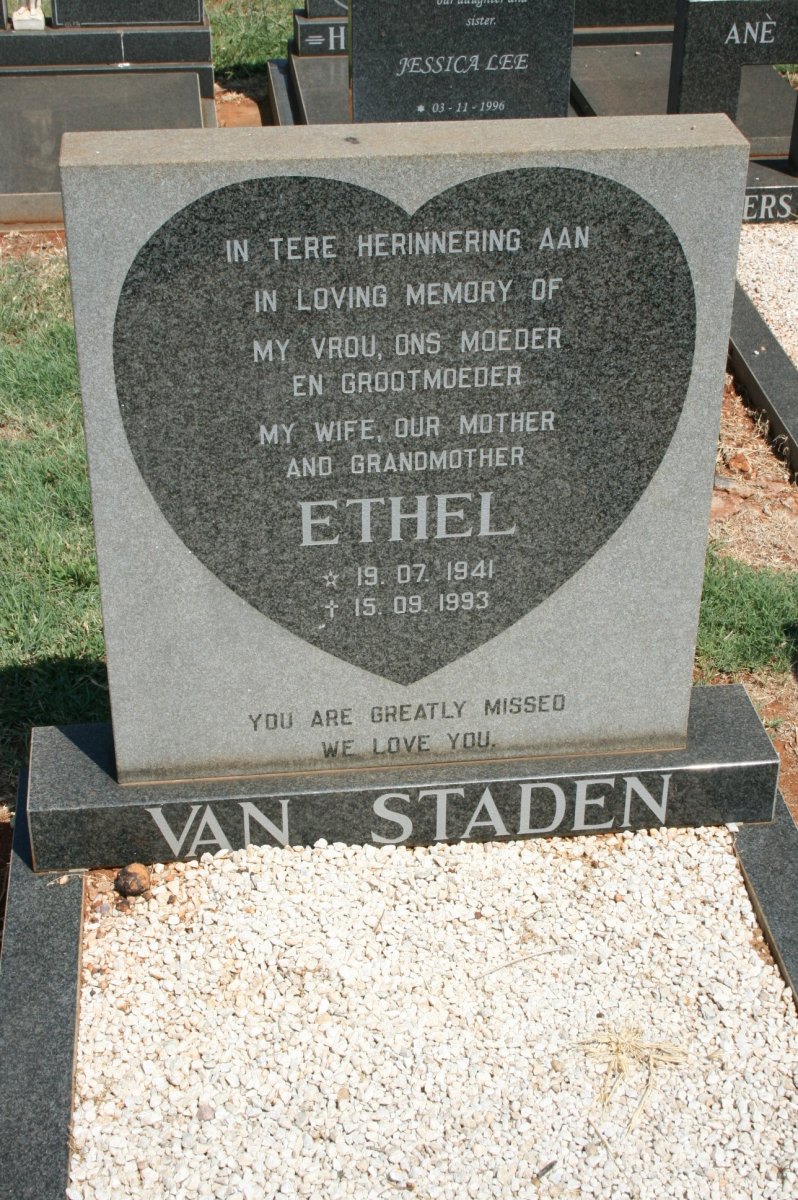 STADEN Ethel, van 1941-1993