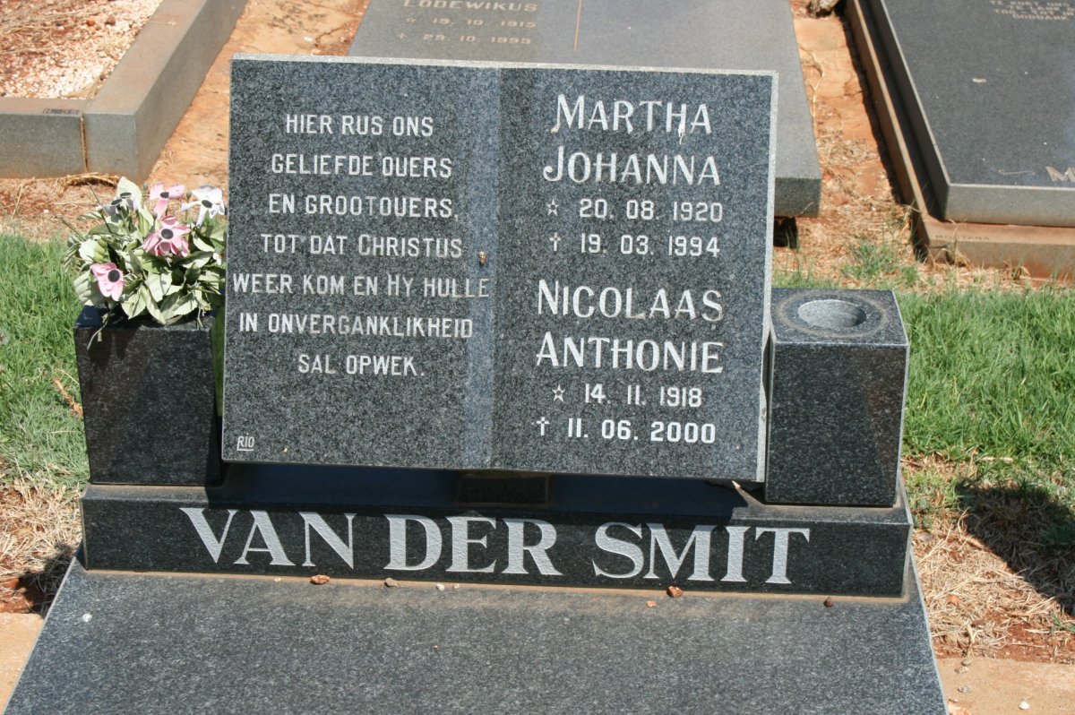 SMIT Nicolaas Anthonie, van der 1918-2000 &amp; Martha Johanna 1920-1994