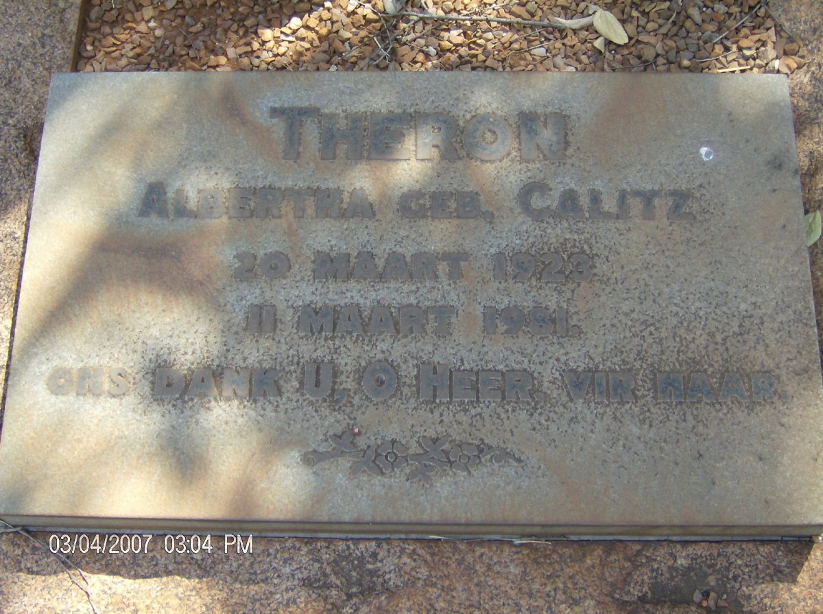 THERON Alberta nee CALITZ 1923-1981