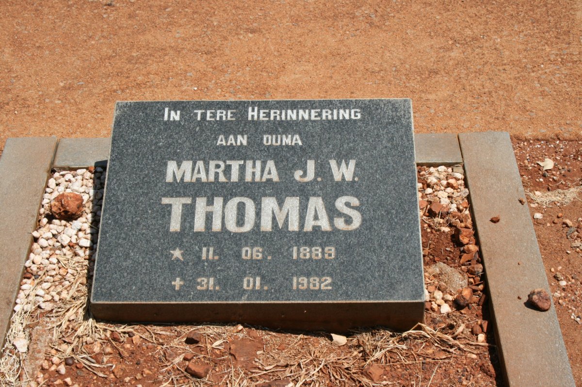 THOMAS Martha J.W. 1889-1982